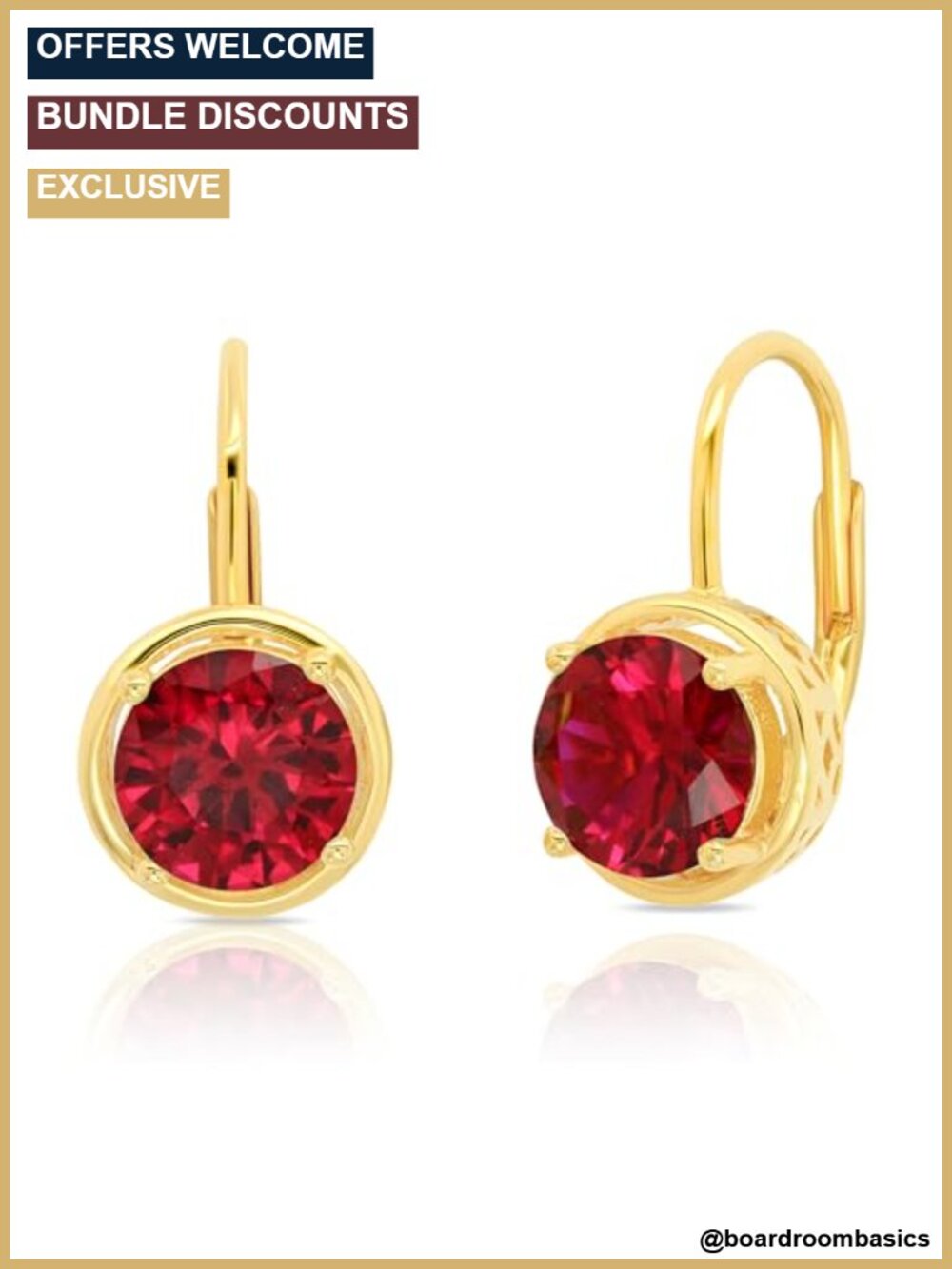 925 Sterling Silver 7MM Created Ruby Dangle Earrings Leverback